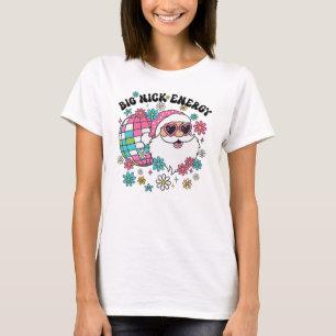 Retro-Diskokugel Big Nick Energy Groovy Santa T-Shirt