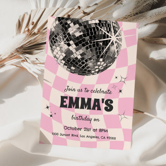 Retro Diskothek Ball Birthday Einladung