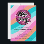 Retro-Diskothek Ball Rosa Geburtstag Einladung<br><div class="desc">Retro Disco Ball Rosa Geburtstag Einladung</div>