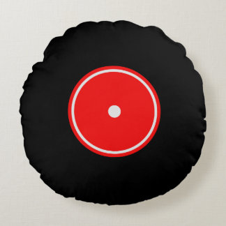 Rétro disque vinyle coussin rond rouge et orange