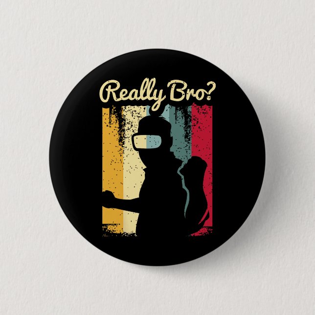 Retro-Distressed-Art Virtual-Reality-Grafik für ei Button (Vorderseite)