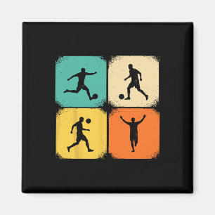 Retro-Distressed-Fußballspieler-Silhouetten Sport Magnet