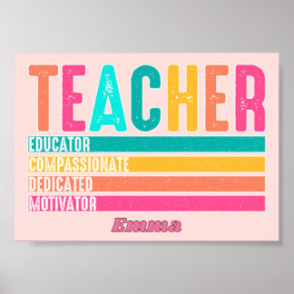Retro-Distressed-Lehrer Erzieher Mitfühlend Poster