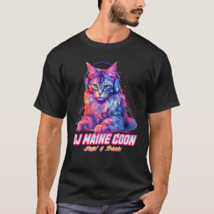 Retro DJ Maine Coon Cat Kopfhörer Music Chill Wav T-Shirt