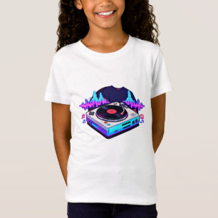 Retro-DJ-Plattenspieler-Musikliebhaber-Kindermode T-Shirt