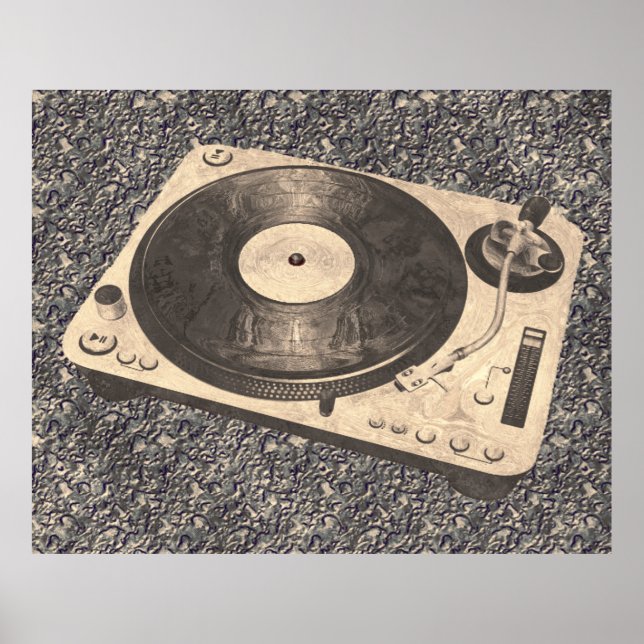 Retro DJ Turntable Grunge Poster (Vorne)