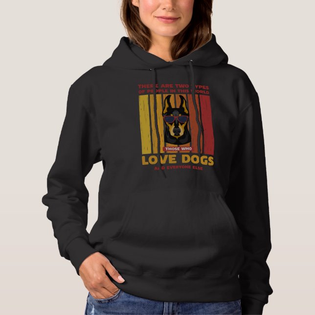 Retro Doberman zwei Arten von Menschen Hoodie (Vorderseite)