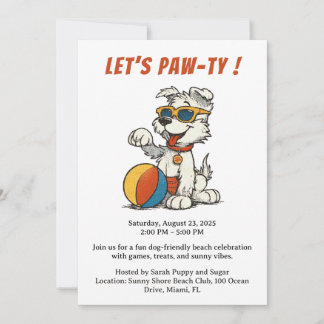 Retro Dog Beach Party Einladung - Vintager Cartoon