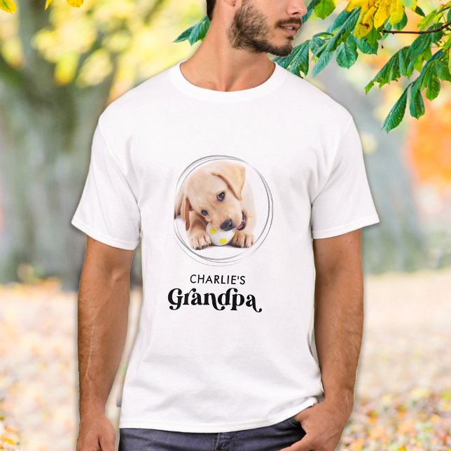 Retro Dog GRANDPA Personalisiertes Puppy-Pet-Foto T-Shirt (Von Creator hochgeladen)