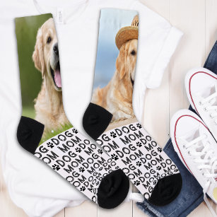 Retro DOG MOM Personalized Pattern Pet Photo Crew Socken