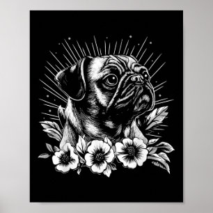 Retro Dog Mops Lover Tattoo Style Poster