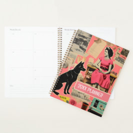 Retro Dog Rosa Lady Collage Scrapbooking Planer