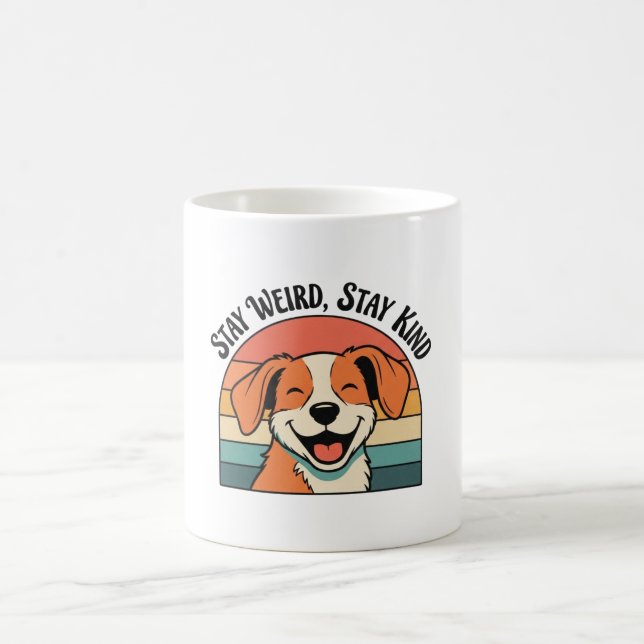 Retro Dog Stay Kind White Coffee Mug (Centre)