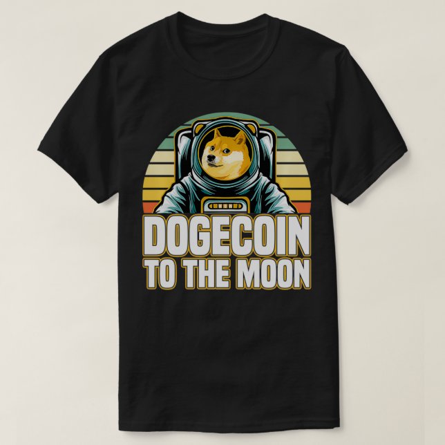 Retro-Dogecoin zum Mondpullover T-Shirt (Design vorne)