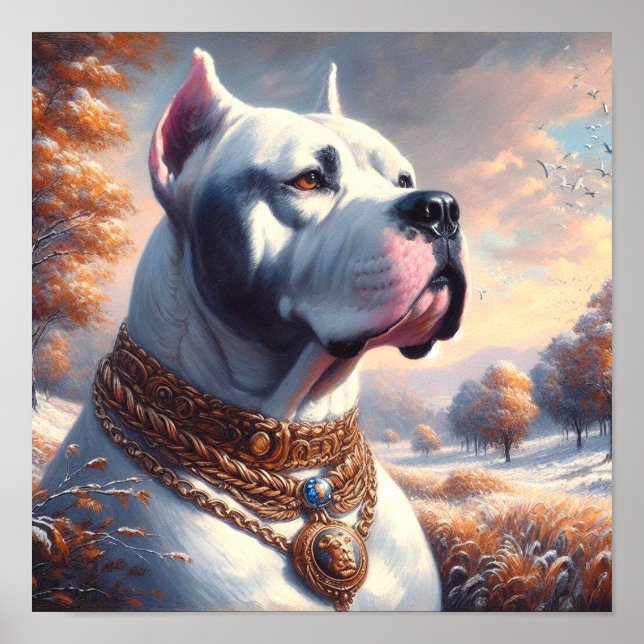 Retro Dogo Argentino Malerei Poster (Vorne)
