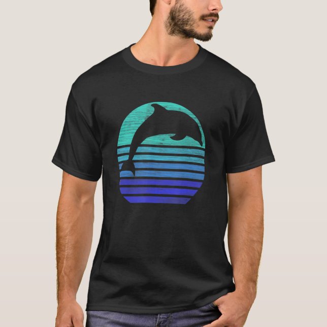 Retro-Dolphin-Silhouette T-Shirt (Vorderseite)