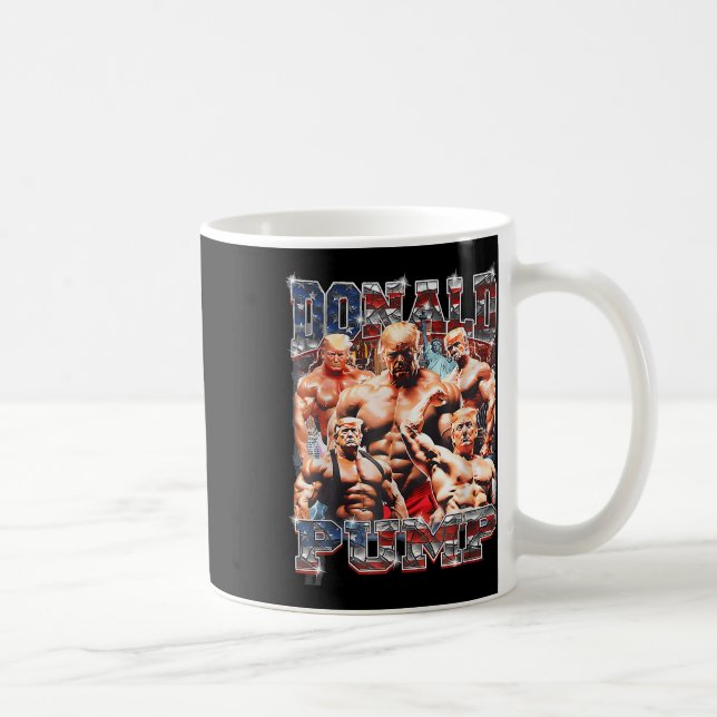 Retro Donald Pump Gym Collage Foto Meme Funny Kaffeetasse (Rechts)