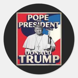 Retro Donald Trump Präsident und Papst Katholische Runder Aufkleber