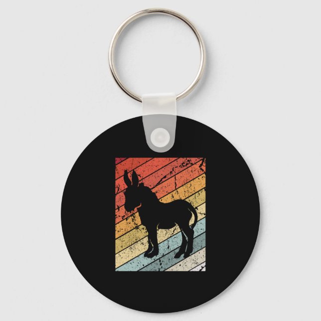 Retro Donkey Mule Animal Gift Schlüsselanhänger (Vorderseite)