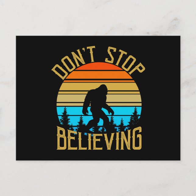 Retro Dont Stop Believing Bigfoot Postkarte (Vorderseite)