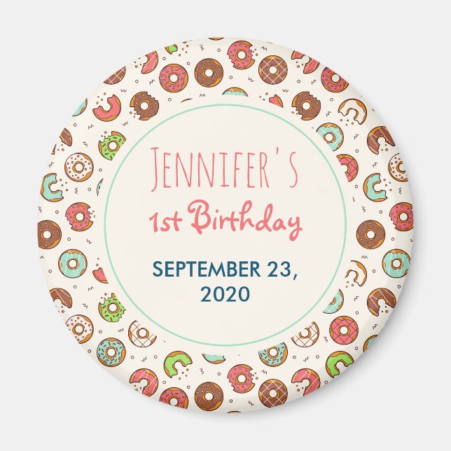 Retro Donut Muster Niedlich farbig Save the Date Magnet (Vorne)