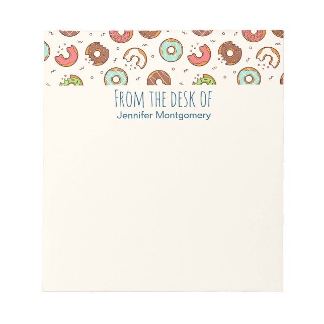 Retro Donut Muster Niedlichen Farbstil Notizblock (Vorderseite)