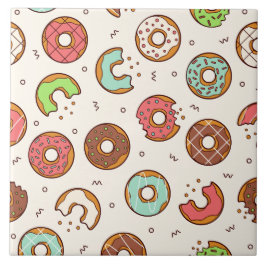 Retro Donut Muster Niedlicher Farbstil Fliese