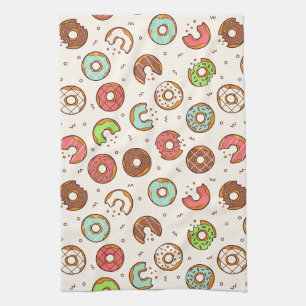 Retro Donut Muster Niedlicher Farbstil Geschirrtuch