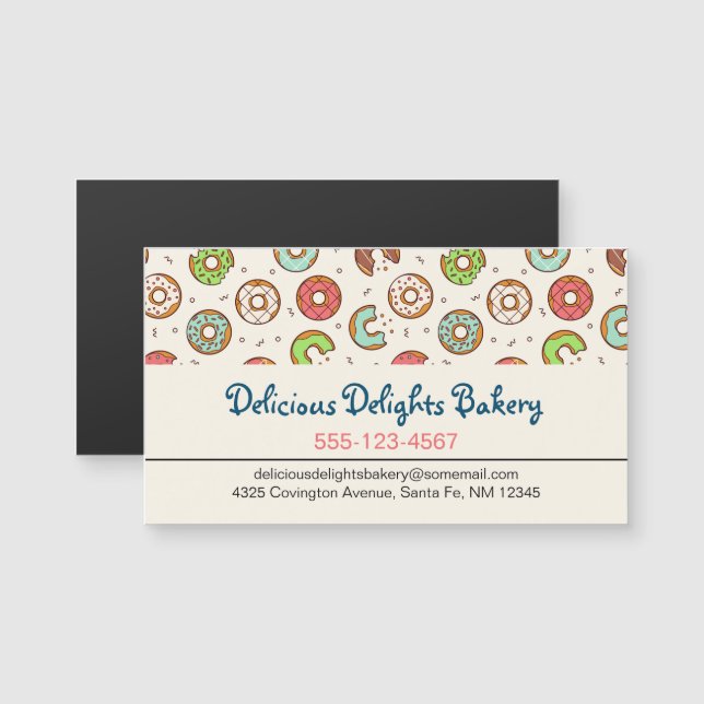 Retro Donut Muster Niedlicher Farbstil Magnetkarte (Vorne/Hinten)