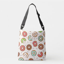 Retro Donut Muster Niedlicher Farbstil Tragetaschen Mit Langen Trägern