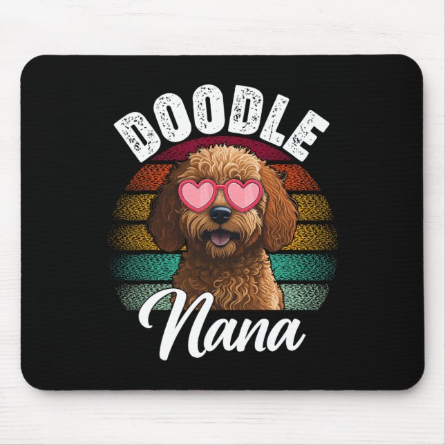 Retro Doodle Nana Goldendoodle Dog Lover Mütter D Mousepad (Vorne)