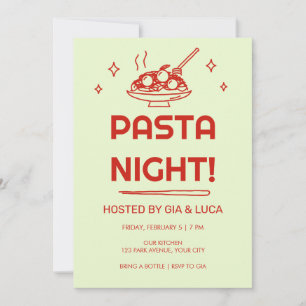 Retro-Doodle-Pasta-Night-Abendparty-Einladung Einladung