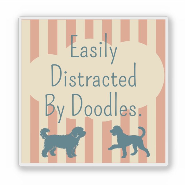Retro-Doodle-Silhouette Leicht abgelenkt Sticker (Vorderseite)