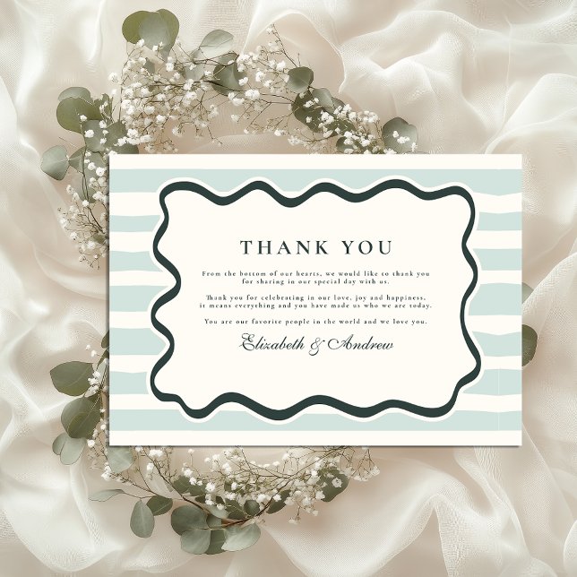Retro Doodle Wavy Frame Wedding Dankeskarte (Von Creator hochgeladen)