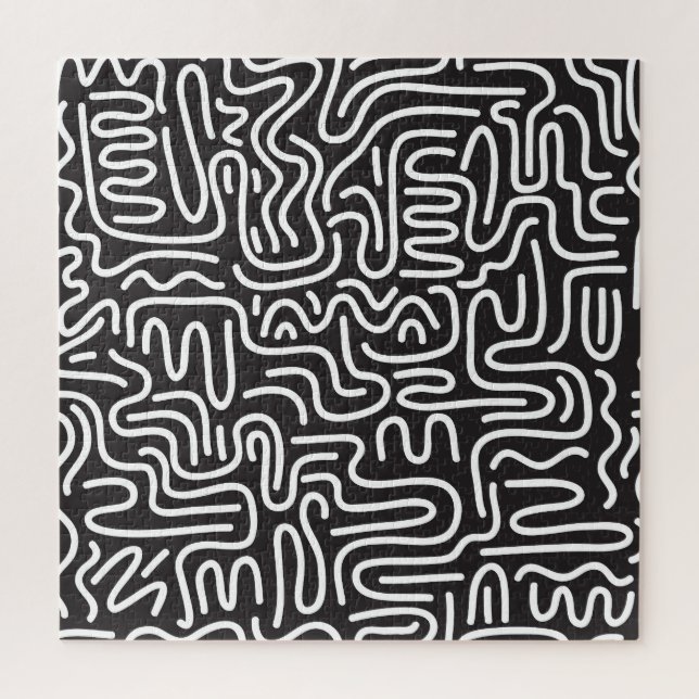 Retro Doodle Wavy Lines: Monochrom (Vertikal)