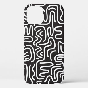 Retro Doodle Wavy Lines: Monochrom Case-Mate iPhone Hülle