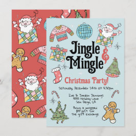 Retro Doodle Weihnachts-Party für Erwachsene oder Einladung