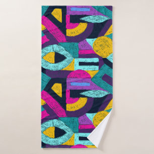 Retro Doodles: geometrische Pop Kunst. Badehandtuch