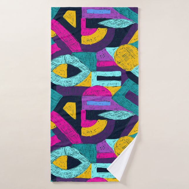 Retro Doodles: geometrische Pop Kunst. Badehandtuch (Badehandtuch)