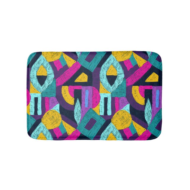 Retro Doodles: geometrische Pop Kunst. Badematte (Vorderseite)