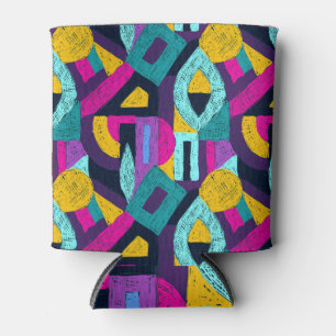 Retro Doodles: geometrische Pop Kunst. Dosenkühler