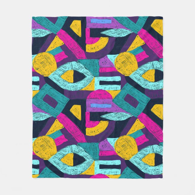 Retro Doodles: geometrische Pop Kunst. Fleecedecke (Vorderseite)
