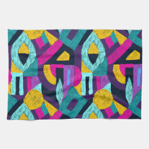 Retro Doodles: geometrische Pop Kunst. Geschirrtuch