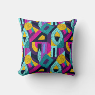 Retro Doodles: geometrische Pop Kunst. Kissen