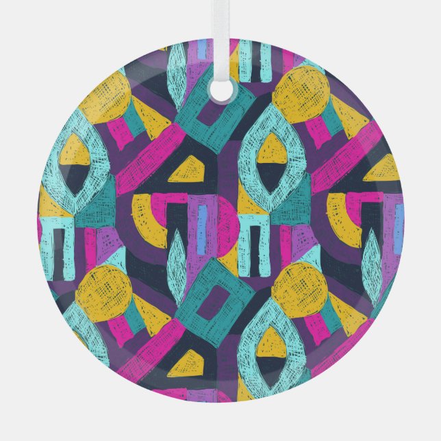 Retro Doodles: geometrische Pop Kunst. Ornament Aus Glas (Vorderseite)