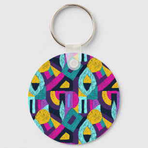 Retro Doodles: geometrische Pop Kunst. Schlüsselanhänger