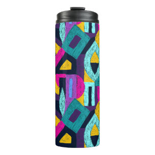 Retro Doodles: geometrische Pop Kunst. Thermosbecher