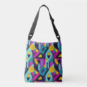 Retro Doodles: geometrische Pop Kunst. Tragetaschen Mit Langen Trägern
