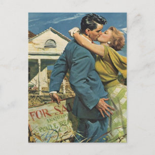 Retro-Doppelbezug auf der Postkarte in neue Adress