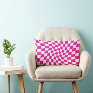 Retro Dorm Hot Pink Warted Karos überprüft Lendenkissen